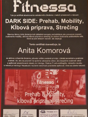 certifikát Fitnessa Dark Side Any Komorová